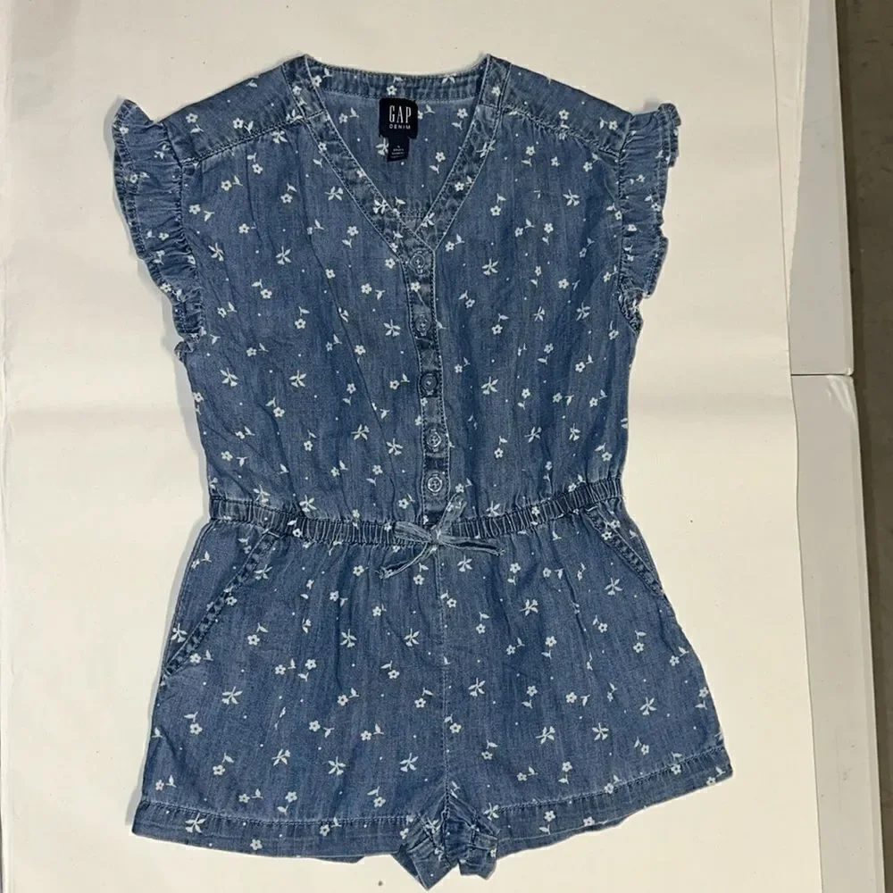 GAP Kids | Blue | Floral Print Denim Romper